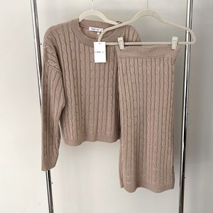 Coordinating knit skirt and sweater